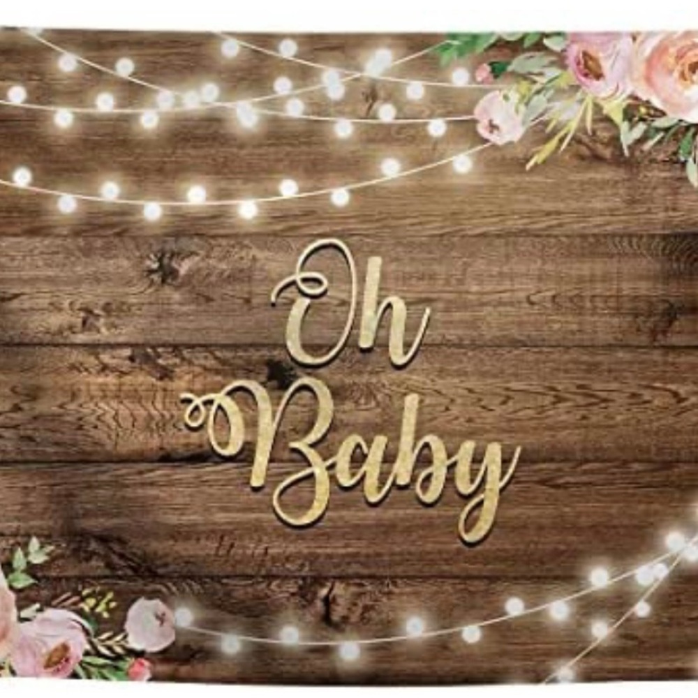 8x6ft Fabric Rustic Wood “Oh Baby Baby” Shower Backdrop